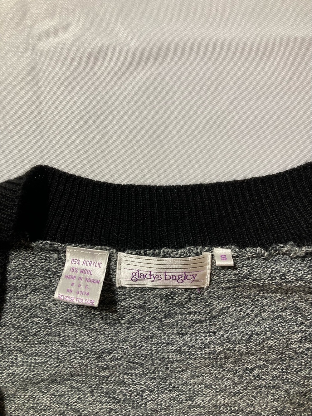 Women’s Gray Open-Front Cardigan with Black & Red Stripes - Picture 2 of 4